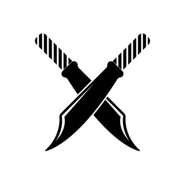 Et ikonu için bıçak. Bıçak ve şef, mutfak sembolü Kasap 'ın logo, poster ve amblem tasarımı elementleri. Vektör İllüstrasyonu