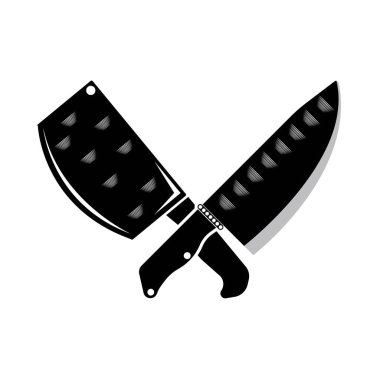 Et ikonu için bıçak. Bıçak ve şef, mutfak sembolü Kasap 'ın logo, poster ve amblem tasarımı elementleri. Vektör İllüstrasyonu