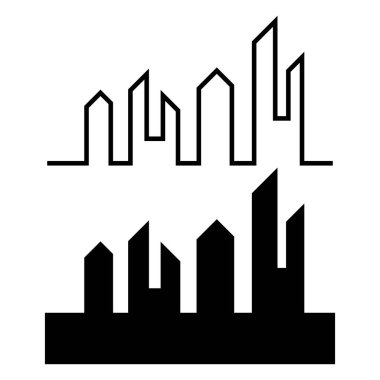 Düz bir stil şehir silüeti. Modern kentsel landscape.vector illüstrasyon