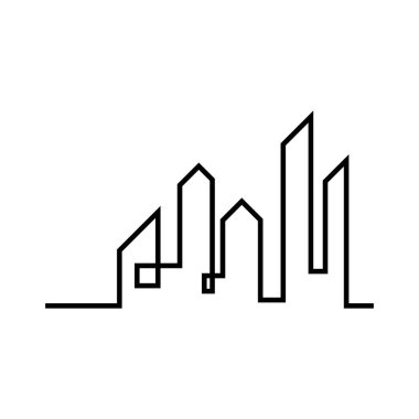 Düz bir stil şehir silüeti. Modern kentsel landscape.vector illüstrasyon