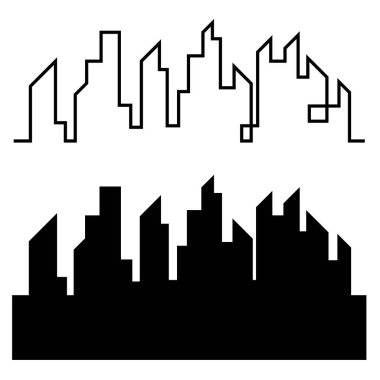Düz bir stil şehir silüeti. Modern kentsel landscape.vector illüstrasyon
