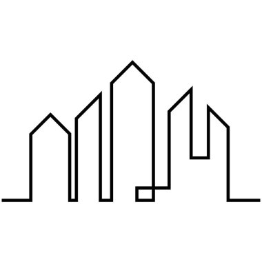 Düz bir stil şehir silüeti. Modern kentsel landscape.vector illüstrasyon