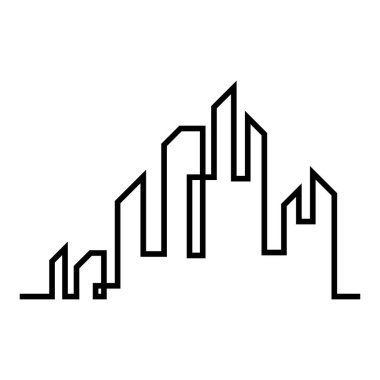 Düz bir stil şehir silüeti. Modern kentsel landscape.vector illüstrasyon