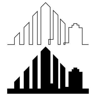 Düz bir stil şehir silüeti. Modern kentsel landscape.vector illüstrasyon