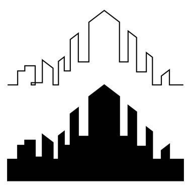Düz bir stil şehir silüeti. Modern kentsel landscape.vector illüstrasyon