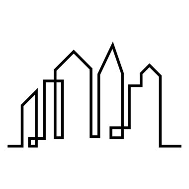 Düz bir stil şehir silüeti. Modern kentsel landscape.vector illüstrasyon