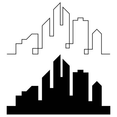 Düz bir stil şehir silüeti. Modern kentsel landscape.vector illüstrasyon