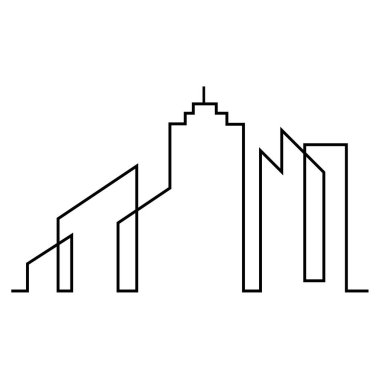 Düz bir stil şehir silüeti. Modern kentsel landscape.vector illüstrasyon