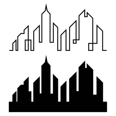 Düz bir stil şehir silüeti. Modern kentsel landscape.vector illüstrasyon
