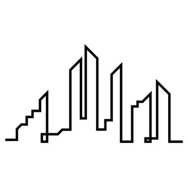 Düz bir stil şehir silüeti. Modern kentsel landscape.vector illüstrasyon