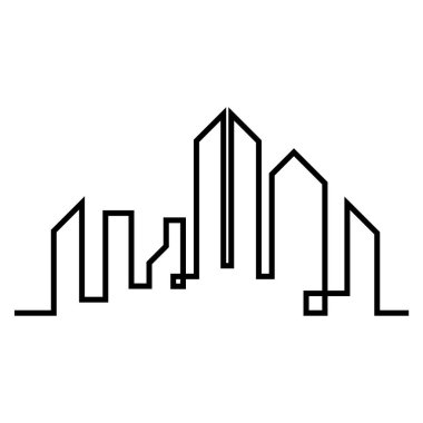 Düz bir stil şehir silüeti. Modern kentsel landscape.vector illüstrasyon