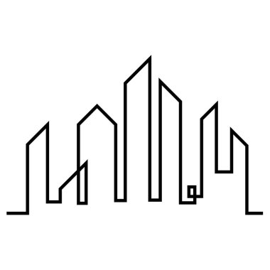 Düz bir stil şehir silüeti. Modern kentsel landscape.vector illüstrasyon