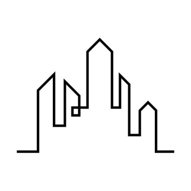 Düz bir stil şehir silüeti. Modern kentsel landscape.vector illüstrasyon