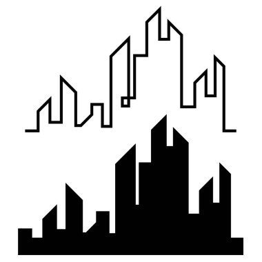 Düz bir stil şehir silüeti. Modern kentsel landscape.vector illüstrasyon