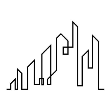 Düz bir stil şehir silüeti. Modern kentsel landscape.vector illüstrasyon