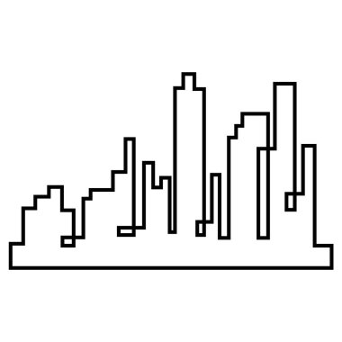 Düz bir stil şehir silüeti. Modern kentsel landscape.vector illüstrasyon