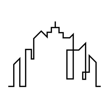 Düz bir stil şehir silüeti. Modern kentsel landscape.vector illüstrasyon