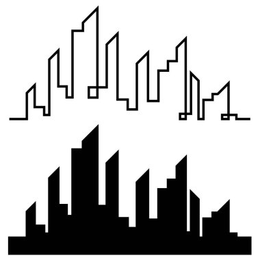 Düz bir stil şehir silüeti. Modern kentsel landscape.vector illüstrasyon