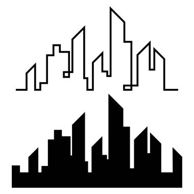 Düz bir stil şehir silüeti. Modern kentsel landscape.vector illüstrasyon