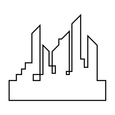 Düz bir stil şehir silüeti. Modern kentsel landscape.vector illüstrasyon