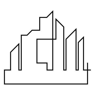 Düz bir stil şehir silüeti. Modern kentsel landscape.vector illüstrasyon