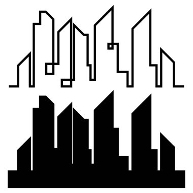 Düz bir stil şehir silüeti. Modern kentsel landscape.vector illüstrasyon