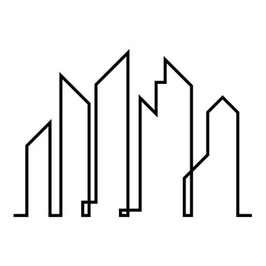 Düz bir stil şehir silüeti. Modern kentsel landscape.vector illüstrasyon