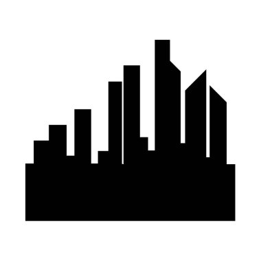 Düz bir stil şehir silüeti. Modern kentsel landscape.vector illüstrasyon