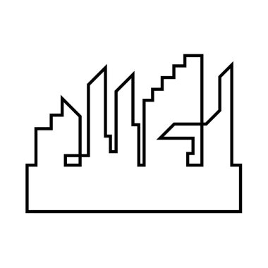 Düz bir stil şehir silüeti. Modern kentsel landscape.vector illüstrasyon