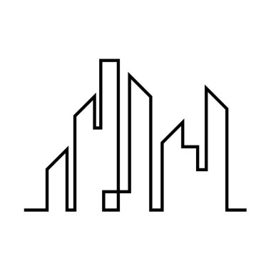 Düz bir stil şehir silüeti. Modern kentsel landscape.vector illüstrasyon