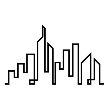 Düz bir stil şehir silüeti. Modern kentsel landscape.vector illüstrasyon