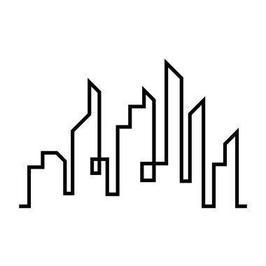 Düz bir stil şehir silüeti. Modern kentsel landscape.vector illüstrasyon