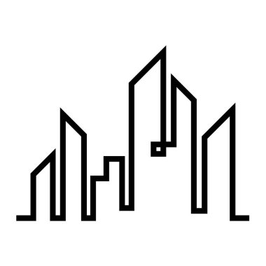 Düz bir stil şehir silüeti. Modern kentsel landscape.vector illüstrasyon