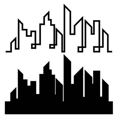 Düz bir stil şehir silüeti. Modern kentsel landscape.vector illüstrasyon