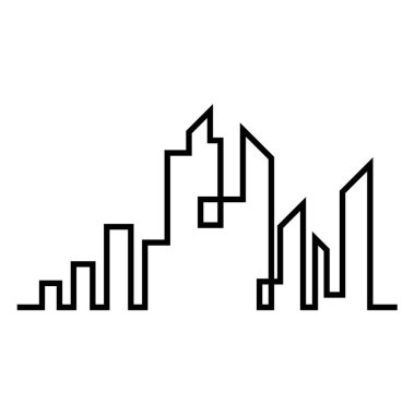 Düz bir stil şehir silüeti. Modern kentsel landscape.vector illüstrasyon