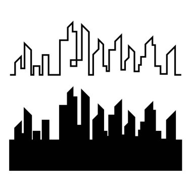 Düz bir stil şehir silüeti. Modern kentsel landscape.vector illüstrasyon