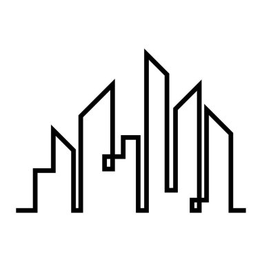 Düz bir stil şehir silüeti. Modern kentsel landscape.vector illüstrasyon