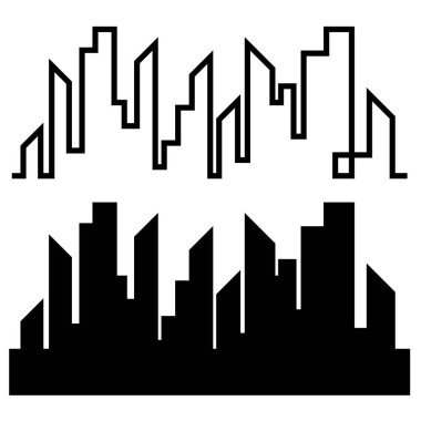 Düz bir stil şehir silüeti. Modern kentsel landscape.vector illüstrasyon