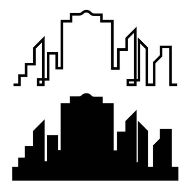 Düz bir stil şehir silüeti. Modern kentsel landscape.vector illüstrasyon