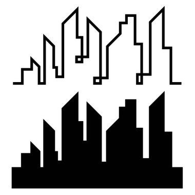 Düz bir stil şehir silüeti. Modern kentsel landscape.vector illüstrasyon