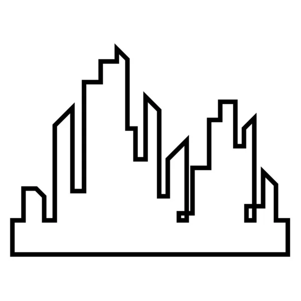 平面样式中的城市轮廓 现代城市 Landscape Vector — 图库矢量图片
