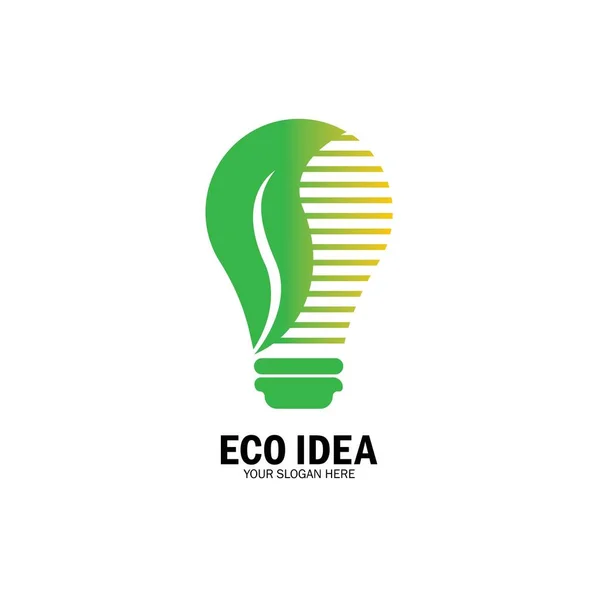 Vektor Loga Značky Zelené Žárovky Logo Zelené Energie Stylizované Ekologické — Stockový vektor