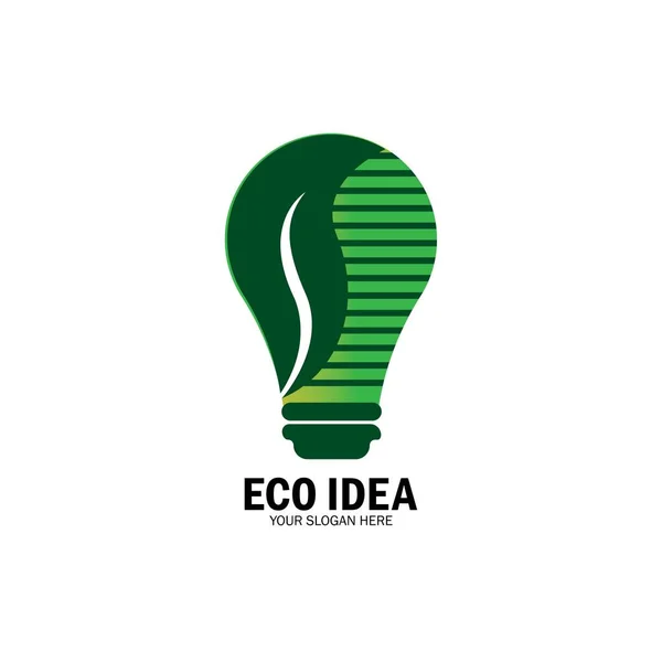绿色灯泡植物标志标志载体 绿色能源的标志 风格化的生态标志生物燃料 可再生绿色能源标志设计 — 图库矢量图片