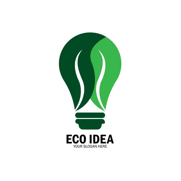 緑色の電球植物シンボルロゴベクトル グリーンエネルギーのロゴ 定型化されたエコロゴバイオ燃料 再生可能なグリーンエネルギーロゴデザイン — ストックベクタ