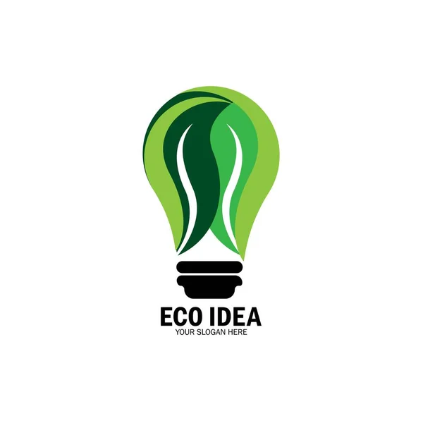 Groene Gloeilamp Plant Symbool Logo Vector Logo Van Groene Energie — Stockvector