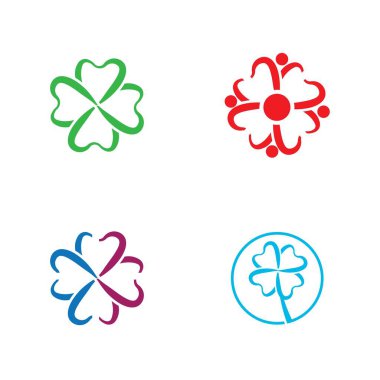 Yonca Yaprak Logosu Şablonu Tasarım Vektörü İllüstrasyonu