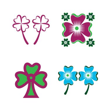 Yonca Yaprak Logosu Şablonu Tasarım Vektörü İllüstrasyonu