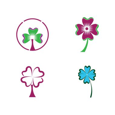 Yonca Yaprak Logosu Şablonu Tasarım Vektörü İllüstrasyonu