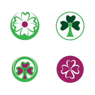 Yonca Yaprak Logosu Şablonu Tasarım Vektörü İllüstrasyonu