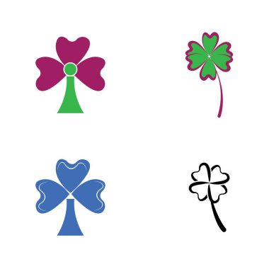 Yonca Yaprak Logosu Şablonu Tasarım Vektörü İllüstrasyonu